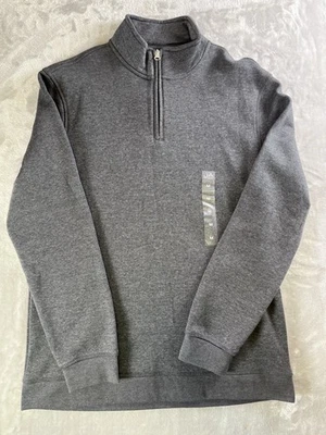 John Ashford Pullover Men's Medium Cinder Smoke 1/4 Zip Mock Neck Casual Preppy - Image 1 of 4