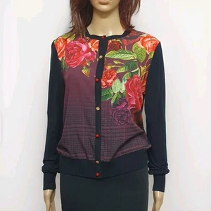 TED BAKER Sz 3 Stretch Knit Button Up Mix Cardigan , Top . - Picture 1 of 6