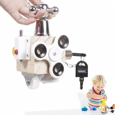 Montessori beschäftigte Aktivität Würfel Holz Beschäftigtes Brettspielzeug Neu - Bild 1 von 4