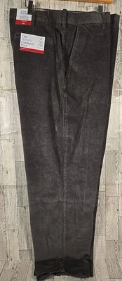 Croft & Barrow Corduroy Pants 42x32 Flat Front Gray Classic Fit Stretch Mens - Image 1 of 4