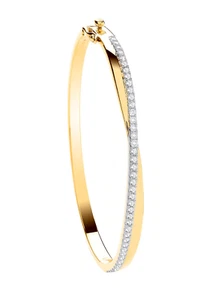 18ct Yellow Gold 0.50ct Hinged Torque Bangle Made in London - Picture 1 of 4
