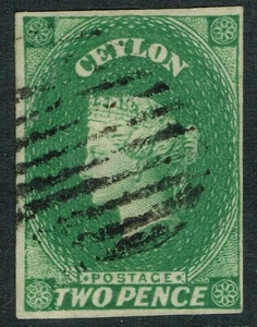 1857 Ceylon SG3 2d Deep Green 4m Expertised Brun Ex Lionheart Extremely Fine - Picture 1 of 1