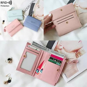 Women's Bifold Leather RFID Blocking Wallet Zipper Credit Card Holder Coin Purse - Picture 1 of 26