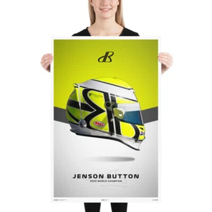 Jenson Button Brawn GP Formula 1 One F1 Championship Champion Helmet Poster - Picture 1 of 4
