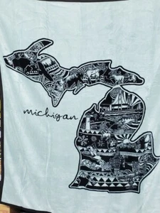Earth Ragz Blanket All Things Michigan 54" x63” Lodge Deer Fish  Bear Wolf Snow - Picture 1 of 12