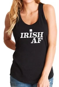 Ladies Tank Top Irish AF Shirt Green Clover T-Shirt Saint Patricks Day St Paddy - Picture 1 of 9