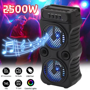 Dual 3"Portable Mini Bluetooth Speakers W/LED Lights Support FM/USB/TF/TWS/AUX - Picture 1 of 14