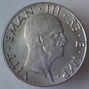 50 centesimi Impero 1939 XVIII Antimagnetiche difetto del tondello al rovescio - Foto 1 di 2