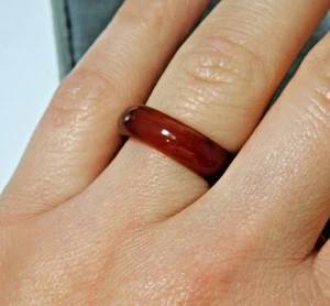 Translucent Red Agate Carnelian Carved Stone 5mm size 6 Band Ring 2G 1 - Picture 1 of 3