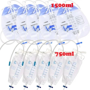 5pcs 750Ml/1500Ml Drainage Bag Urine Collection Urination Bag with Tube - Picture 1 of 11