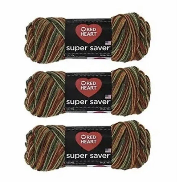 Red Heart Super Saver Yarn Fall (3) 5 Oz Skeins E300B 100 Acrylic Worsted - Image 1 of 1