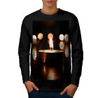Wellcoda Candle Light Calm Mens Long Sleeve T-shirt, Romantic Graphic Design