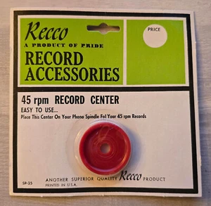 Vintage Recco 45 RPM Record Center Adapter – Sealed Red SP-25 - Picture 1 of 1