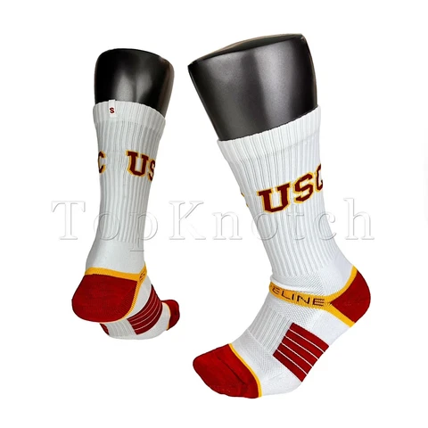 STRIDELINE Men's USC Trojans Premium Crew Socks - White / Red - One Size 8-12 Cover
