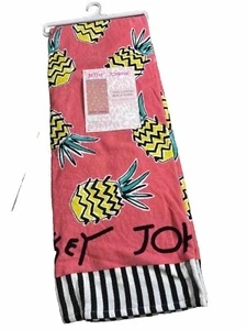 Betsey Johnson Strandtuch rosa mit Ananas & Logo 35""x 66"" NEU 100 % Baumwolle - Bild 1 von 4