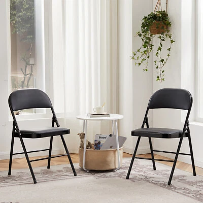 Juego de Silla Plegable 2/4, Silla Plegable de Cuero con Respaldo, Fácil de Almacenar Foto 1 de 4