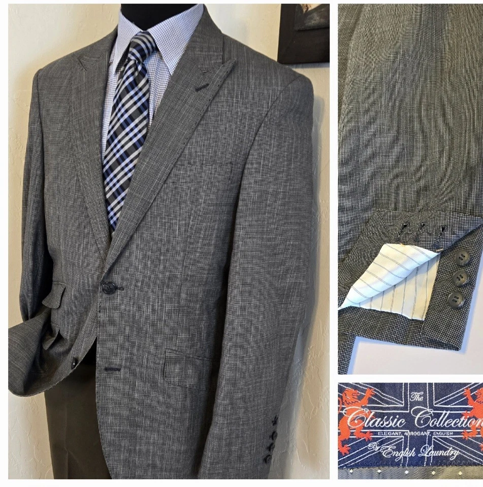 Blazer de puño de cirujano de lavandería inglés para hombre 40L gris puntada superior solapa pico abrigo deportivo Foto 1 de 4