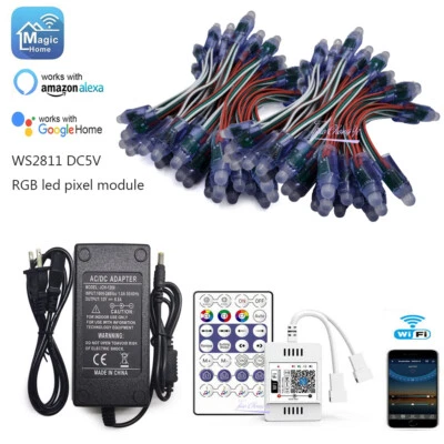 WS2811 LED pixel Module 5V RGB Addressable +28key WiFi Controller +power Supply - Image 1 of 4