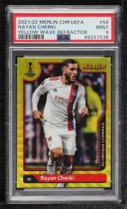 2021 Merlin Collection Chrome UCL Yellow Wave Refractor Rayan Cherki Rookie RC