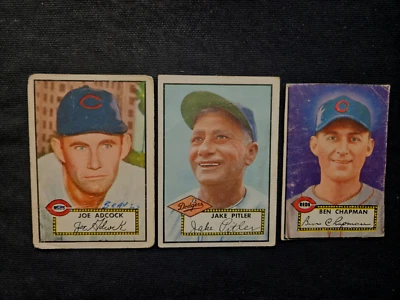 1952  Topps High #395 #391 #347 Jake Pitler Joe Adcock Chapman Baseball Lot 3 - Image 1 of 4
