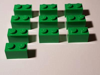 LEGO® 10 X 3004 Ladrillo Básico 1 X 2 Verde Brillante 4647553 (#BC05) - Imagen 1 de 2