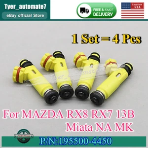 4x Fuel Injectors 195500-4450 For MAZDA MX-5 Miata NA MK RX-8 RX-7 1.3 1.8L 2.0L - Picture 1 of 8