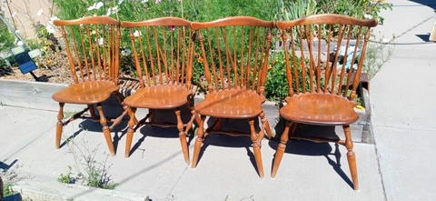 Vintage Windsor Bow Back Dining Chairs Set Of 4 Cover