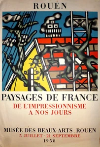 Fernand Léger affiche originale lithographie 58 cubisme abstract art Musée Rouen - Imagen 1 de 1