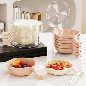 Blumenförmige Kunststoff Dip Schale Set Niedliche Sojasauce Essig Knochen Schale mit Griffθ - Bild 1 von 13