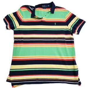 Camisa Polo Ralph Lauren De Colección Para Hombres Grande Arco Iris Color Azul Bloqueado Ajuste Personalizado - Imagen 1 de 5
