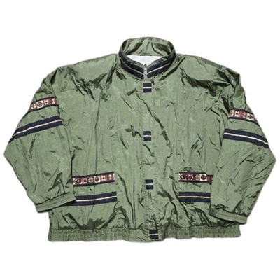 Rare VTG Liz&Me Nylon Aztec Southwestern Jacket Womens 2XL Lined Military Green - Image 1 of 4