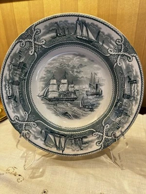 Rare & Antique Francis Morley & Co. American Marine Transferware Plate C 1850 - Image 1 of 4