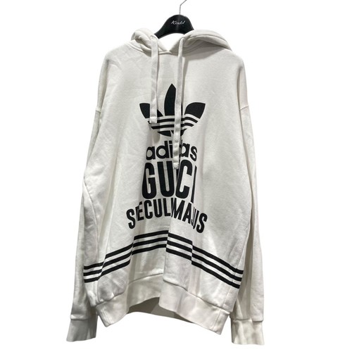 Felpa con cappuccio Gucci Adidas logo 717427 bianca taglia M 040525