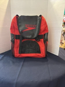Vtg 90s SPEEDO Chain Link Large Swimmers Backpack Bucket Red&Black - Picture 1 of 21