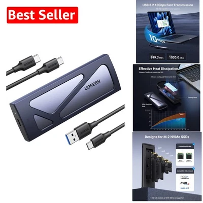 Portable 10Gbps M.2 NVMe USB C Enclosure with Broad Compatibility and Protection - Image 1 of 4