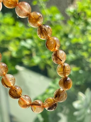 Copper Rutilated Quartz Old Mine Healing Crystal Bracelet - Image 1 of 4