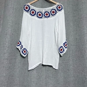 Oliver by Escio Anthropologie Top Damen Medium RWB Boho Tunika Häkel Indie - Bild 1 von 6