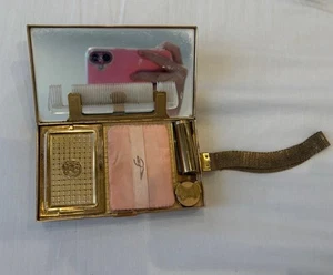 Evans Elegance Vintage Wristlet Compact Vanity Kit 1950s Cigarette Lipstick Case - Picture 1 of 8