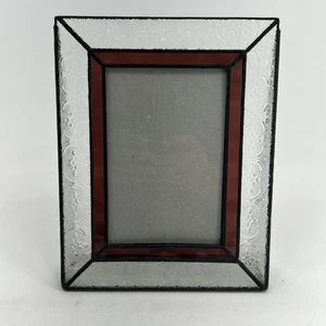 Geätzte bleihaltige Klarglas Tischplatte Vintage 4"x 6" Öffnung Bilderrahmen - Bild 1 von 7