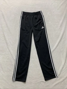 Adidas Boys Pants Youth Large 14/16 Black White Stripe Track Jogging Running - Picture 1 of 10