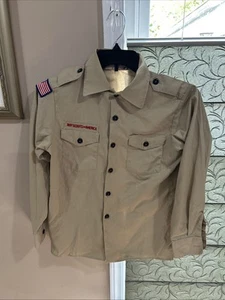Boy Scout BSA UNIFORM Tan SHIRT Youth Large Long Sleeve D49 - Picture 1 of 7