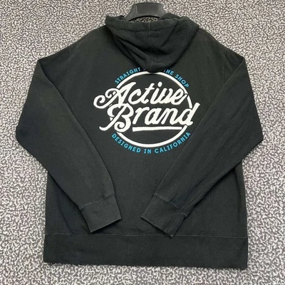 Active Ride Shop 连帽衫男式特大号黑色全拉链长袖口袋 XL — 第 1/4 张图片