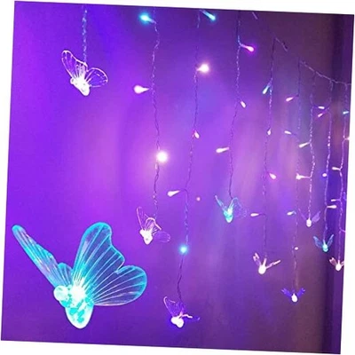 Linda cadena de luces de hadas mariposa para cortinas de dormitorio pastel brillante  Foto 1 de 4