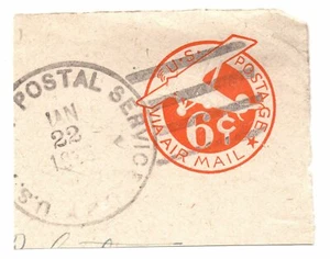 WWII US Cut Square UC4 6 cent Air Mail U.S. Army A.P.O. Jan 22nd 1946 (a66) - Picture 1 of 1