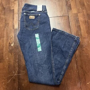 VTG New Wrangler Boot Cut Jeans 11/12X34 Sadie Premium Patch Mid Rise Dark Wash - Picture 1 of 12