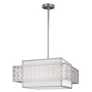 Lampada a Sospensione Plafoniera Acciaio Lino D 50,2 CM Lampada Sala Pranzo - Foto 1 di 1