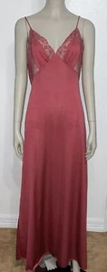 Vtg Blanche by Ralph Montenero Coral Red Nylon Full Length Gown Negligée Sz Lrg - Picture 1 of 13