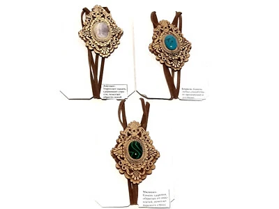 Holz Birkenrinde Damen Schmuck Anhänger Halsschmuck Öko Organikprodukt Handmade - Bild 1 von 4