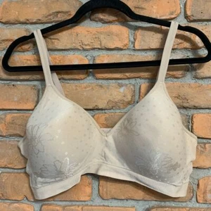 Hanes Womens 2XL Bra HU08 Beige Floral Ultimate Perfect Coverage Contour Wirefre - Picture 1 of 4
