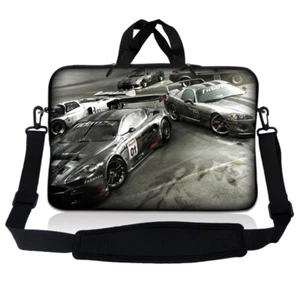 11.6 Inch Laptop Bag Sleeve Case w/ Shoulder Strap Chromebook Macbook Racing Car - Picture 1 of 2